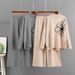 Elegant Women's Knitted Suit Long Sleeved Floral Sweater And Casual Wide Leg Pants Two Piece Set Fashionable Autumn Winter Outfit_ecoleips.com