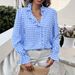 Elegant French-Inspired Women's Blouse V-Neck Floral Print Ruffle Detail Long Sleeve Shirt Available in 8 Colors Sizes S-XXL_ecoleips.com