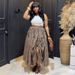 Women's High-Waisted Wrap Skirt – A-Line Asymmetrical Plaid Midi Skirt With Adjustable Drawstring, Summer Casual Skirt In Light Brown (S-2xl)_ecoleips.com