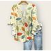 Women's Casual V Neck T-Shirt Floral 3D Digital Print Lotus Trim Trendy Top Creative Design Regular Fit_ecoleips.com