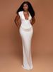 Sexy Ruched Bodycon Maxi Dress Women Solid Sleeveless V-Neck Slim Long Dresses Female Party Evening Clubwaer Evening 2026_ecoleips.com