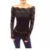 Women's Clothing Off Shoulder Lace One Shoulder Collar Long Sleeved Hollow Lace Shirt_ecoleips.com