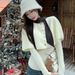 girl Christmas Atmosphere Red Cape Shawl Sweater For Women Autumn Winter Knitted Base Shirt Two-Piece Set Short Style Noble_ecoleips.com