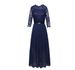Women's Clothing Stitching Dress Round Neck Lace Long Dress Evening Dress_ecoleips.com