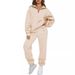 2026 New Cross-Border Best-Selling Women's Solid Color No-Pocket Sweatshirt Pants Set For Europe And America_ecoleips.com