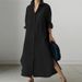 Women's Clothing Spring And Autumn Solid Color Long Sleeve Split Dress_ecoleips.com