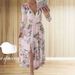 Summer Chiffon Printed Long Dress V Neck Evening Gown for Women with Long Sleeves And Slit Cross Border E Commerce 2023_ecoleips.com