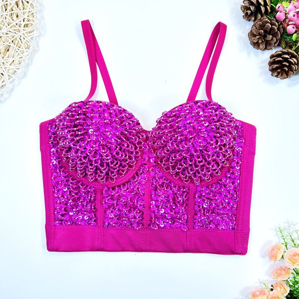Women's Clothing Gold And Silver Starry Beaded Bra Stage Performance Clothes Sexy Tube Top Fishbone Suspenders Female_ecoleips.com