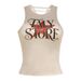 Summer Style Women's Slim Fit Round Neck Cropped Top Sexy Letter Print Irregular Backless Design_ecoleips.com