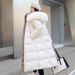 K New Women's Cotton Coat With A Long Over-the-knee Style, A Large Fur Collar, A Slimming Waist Belt, And A Hood. No Bag_ecoleips.com