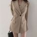 Women's Trendy Loose Fit Blazer Mid-Length Casual Long Sleeved Style Suit Jacket For Autumn_ecoleips.com