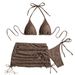 Women's 3-Piece Bikini Set – Adjustable Halter & High-Waisted Bottoms With Cover-Up | Sexy Swimwear For Beach & Pool_ecoleips.com