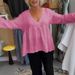 New Autumn Collection . Independent Station European And American Cross-border Cotton-linen Deep V-neck Pleated_ecoleips.com