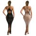 Women's Clothing Women's V Neck Rhinestone Sleeveless Long Dress_ecoleips.com