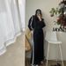 Women's Two Piece Set Stand Collar Striped Short Cardigan Sweatshirt And Slimming High Waisted Long Skirt Spring Autumn New Style_ecoleips.com