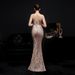 Women's Clothing New Sequined Fishtail Long Dress Performance Internet Celebrity Event Banquet Car Model Etiquette Evening Dress_ecoleips.com