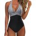 Aria Basics New European And American Style Cross-border Foreign Trade One-piece Multi-color Printed Tight-fitting Tie-up Swimsuit_ecoleips.com