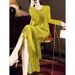 Autumn Dopamine Outfit Looks Super Nice, Tassel Dress, Striped Textured High-End Top And Skirt Set_ecoleips.com