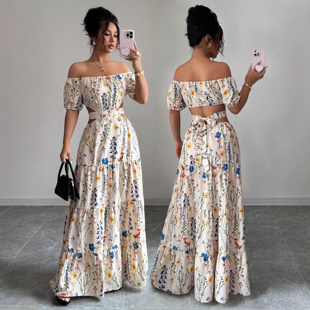 2025 Best-Selling New Women's Elenzga Elegant Long Dress With Open Back And Off-Shoulder Straps_ecoleips.com