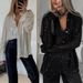 Women's Sequined Shirt Jacket Long Sleeves Lapel Sexy Top For Autumn Winter European American Style_ecoleips.com