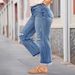 Women's Clothing Plus Size Ripped Stretch Jeans Mid-Rise Straight Leg Comfortable Fit American Style_ecoleips.com