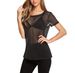 Women's High Elastic Silver Wire Hollow Long Sleeved Top Sexy Mesh Perspective Hoodie T-shirt_ecoleips.com