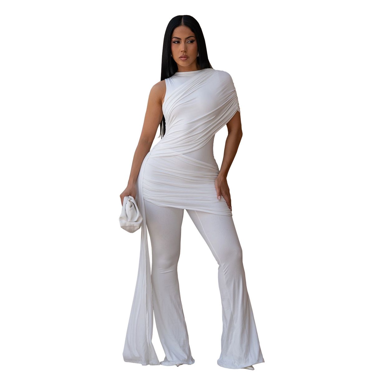 Elegant Lace Trim Jumpsuit for Women Long Sleeve Wide Leg Romper High-End Design Summer Fashion One-Piece Outfit_ecoleips.com