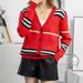 Women's Clothing Retro Contrast Color Striped Knitted Cardigan Fashionable And Versatile Temperament Casual Long Sleeves_ecoleips.com