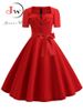 Women Vintage Dress Summer 50s 60s Retro Swing Rockabilly Vestidos Elegant Black Polka Dot Office Party Dress_ecoleips.com