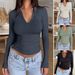 DiYun European And American Women's Fashion T-Shirt 2024 Spring/Summer Y2K Casual Zipper V-Neck Slim_ecoleips.com