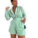 European And American Women's Cross-Border Hot Sale 2024 New Fashion Casual Short Trousers Long Sleeve Shirt Set_ecoleips.com
