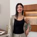 Lace Trimmed Lyocell Ribbed Camisole With Built-in Bra - Lightweight Summer Layering Tank For Women_ecoleips.com