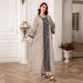 Muslim Women's Robe Fashion Elegant Temperament Mesh Dress Abaya_ecoleips.com