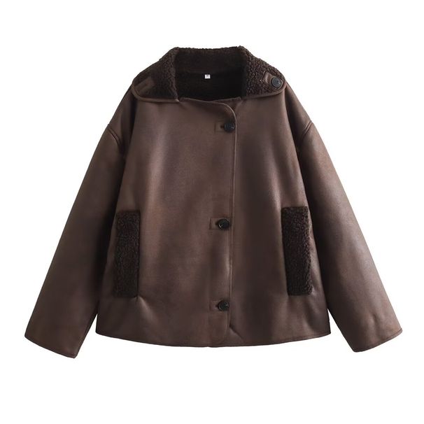 Vintage Shearling-Lined Coat – Oversized Silhouette With Notch Lapels & Patch Pockets_ecoleips.com