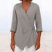 Women's Clothing Spot Spring And Summer Lapel Solid Color Loose Shirt_ecoleips.com