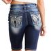 Women's Slim Fit High Waist Denim Shorts – Embroidered Stretch Jeans Shorts (Dark Blue, S-XXL)_ecoleips.com
