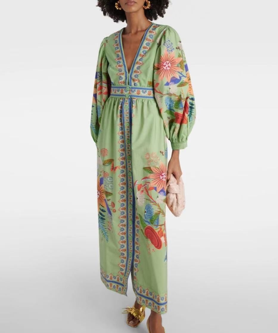 Fashion Women's Dress Elegant Versatile Simple Printed 2025 Foreign Trade New European And American Style Mature Clothing_ecoleips.com