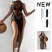 Women's Clothing New Solid Color Split Mesh Blouse Beach Skirt Bikini See Through Sexy Swimsuit Female_ecoleips.com
