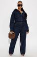 K Slim Fit Elastic Loose Long Sleeved Denim Jumpsuit_ecoleips.com