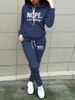 Trendy Fleece-Lined Hoodie & Jogger Set For Women - Casual Streetwear With Print Design_ecoleips.com