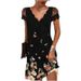 Summer Women's Printed Lace Dress V Neck Short Sleeve Casual Independent Station Positioning New 2022 Cross Border_ecoleips.com