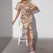 Women's Striped Belted Shirt Dress Summer Wrap Style Long Dress with Tie Waist for Office And Casual Wear_ecoleips.com
