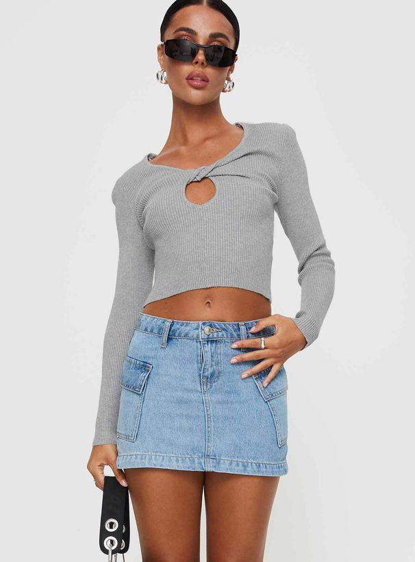 Utility Denim Mini Skirt For Women - Washed Stretch A-Line Denim Skirt With Pockets, Casual Elegant Style_ecoleips.com