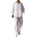 Women's Clothing 2 piece Set Large Size Cotton and Linen Shirt Set High Waist Loose Pants_ecoleips.com