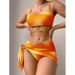 Women's Clothing Tie Dye Three Piece Mesh Skirt Split Bikini_ecoleips.com