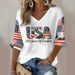 Women's V Neck Summer Top 3 Digital Print Short Sleeve Casual Tee T-Shirt_ecoleips.com