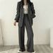 Women's Brown Suit Jacket Petite Style Fashionable Korean Casual Set Spring Autumn_ecoleips.com