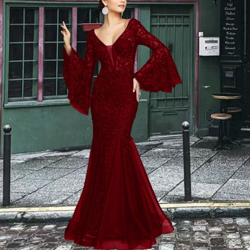 Women's Clothing Evening Dresses Noble Sexy Slim Fishtail Long Banquet Dress Long Skirt_ecoleips.com