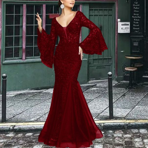 Women's Clothing Evening Dresses Noble Sexy Slim Fishtail Long Banquet Dress Long Skirt_ecoleips.com