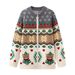 girl 94082025 Winter New Fashion Versatile Round Neck Christmas Bear Jacquard Knitted Cardigan For Women_ecoleips.com